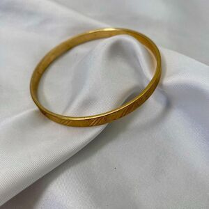 Vintage Signed Monet Gold-Tone Textured Slim Bangle Bracelet